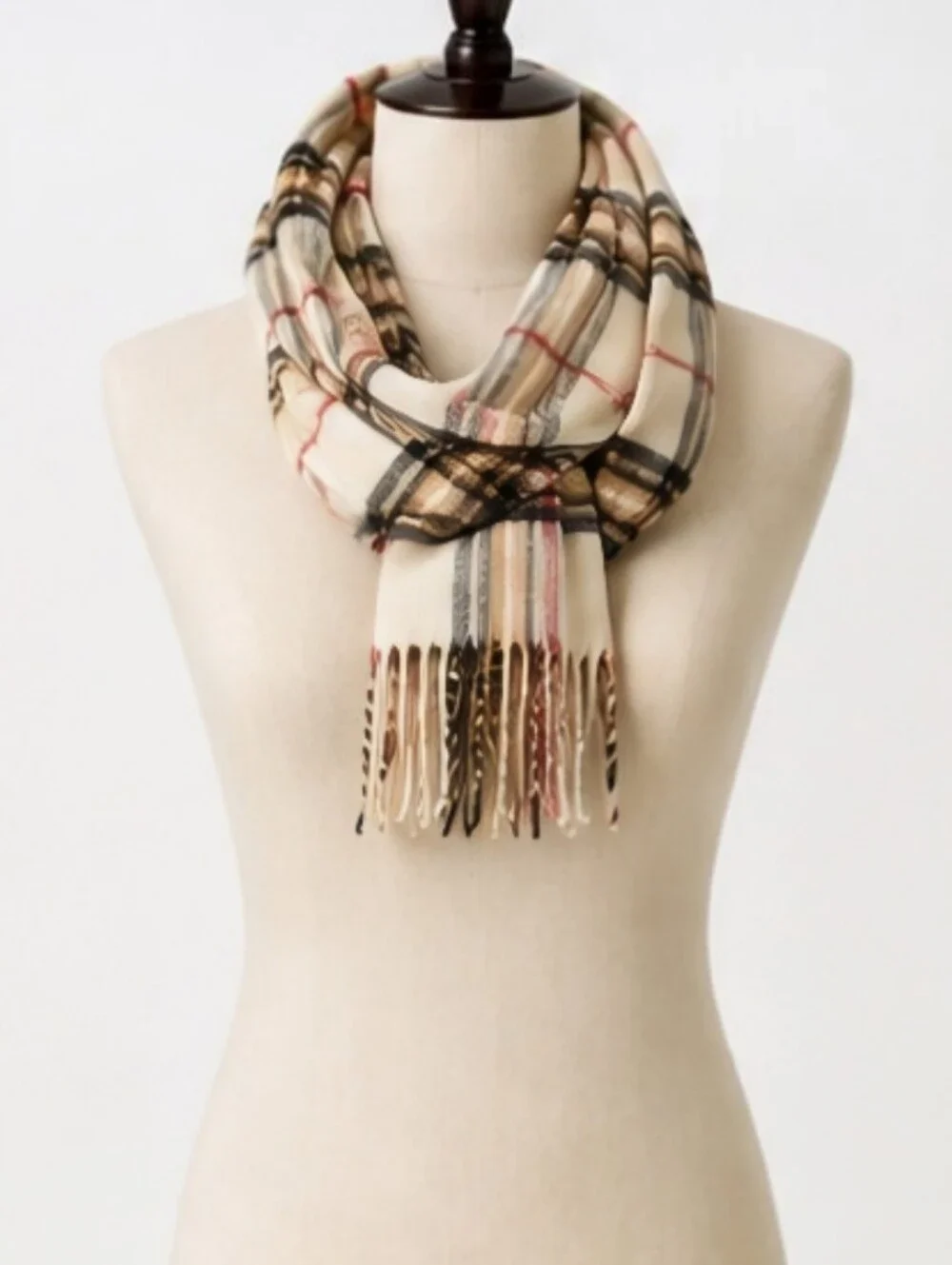 V Fraas Casmink Plaid Scarf 70 x 10 Made in Germany